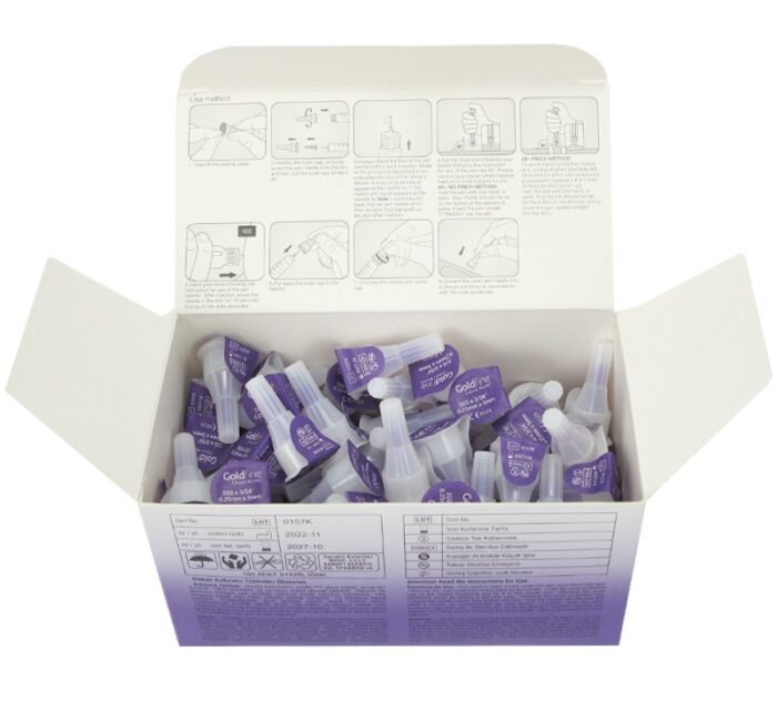 سر سوزن قلم انسولین گلد فاین Goldfine سایز 5 گیج 31  بسته 100 عددی - Image 2