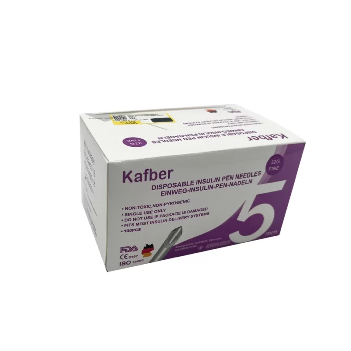 سرسوزن قلم انسولین کافبر Kafber مدل 32G سایز 5 بسته 100 عددی انقضا 2029 - Image 1
