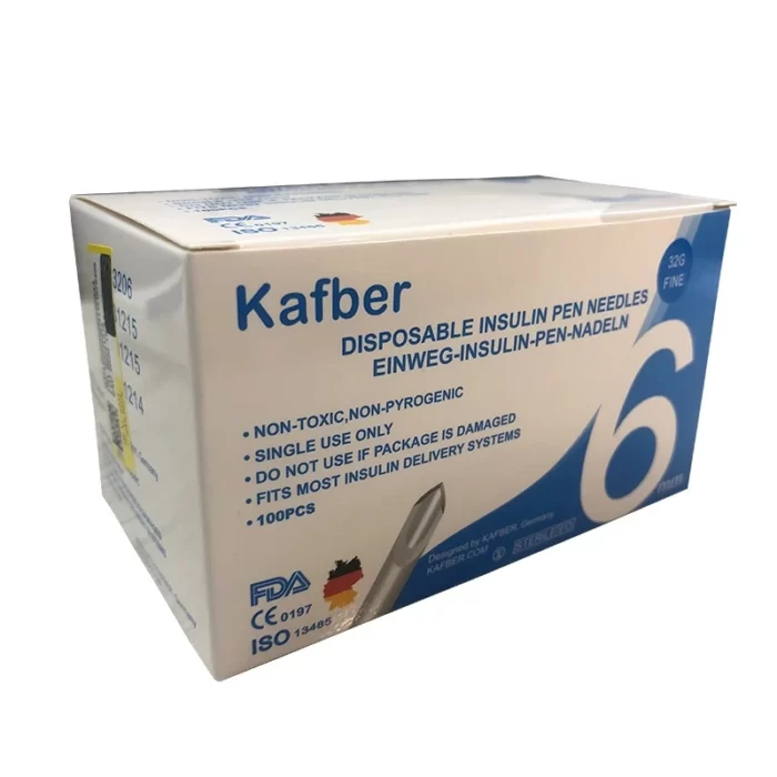 kafber6-cyanteb سر سوزن قلم انسولین کافبر Kafber مدل 6mm بسته 100 عددی انقضا 2029 - Image 1